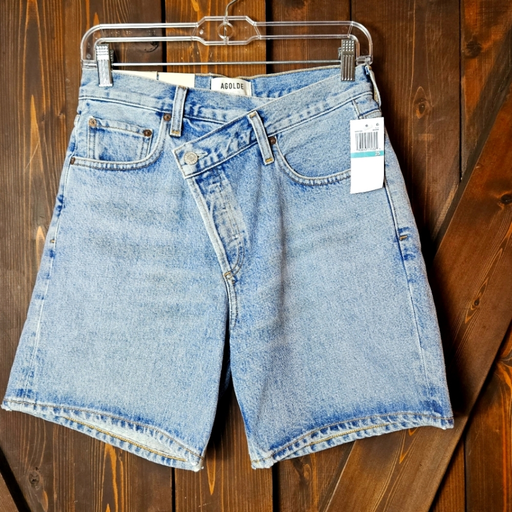 AGOLDE Criss Cross Asymmetrical Button High Rise Short Size 25